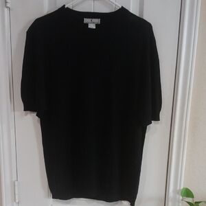 Elegant Black Silk Crew Neck SS Sweater